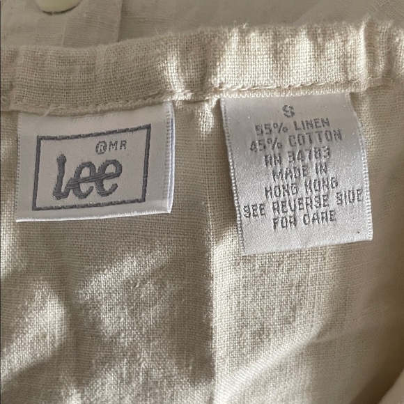 Vintage Lee Women's Linen and Cotton Beige Button-Up Blouse - Picture 2 of 5